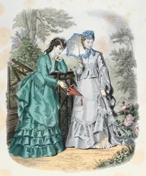 Elegante kvinder i en have, fra La Mode Illustrée, 1871