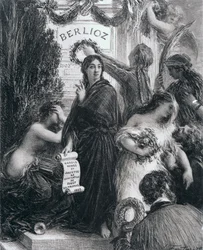 Gravering dedikeret til minde om Hector Berlioz, 1869