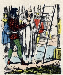 Enguerrand de Marigny (1260-1315) fordømt af en kommission genforenet i Vincennes, blev hængt i Montfaucon gibet han havde eriger - Da Philippe IV dør, bliver hans upopulære minister, Enguerrand de Marigny, anklaget (uretfærdigt) for forskellige forbrydels