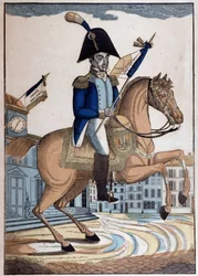 Rytterportræt af general Marie Joseph Gilbert Motier, markis de Lafayette (1757-1834) (La Fayette), øverstkommanderende for Frankrigs Nationalgarde