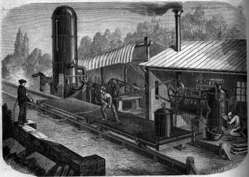 Essay om en hydraulisk glidebane opfundet af ingeniør Louis Dominique Girard (1815-1871) i La Jonchere, Vendee (45)
