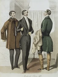 Aftenkjole, illustration fra Le Journal des Tailleurs, 16. februar 1851 (farvegravering)