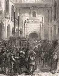 Henrettelse af marechal Henri II af Montmorency (Montmorenci) (1595-1632) i Toulouse i 1632. Indgravering i "" Histoire De France En Cent-malerier af Paul Lehugeur "" 1891.