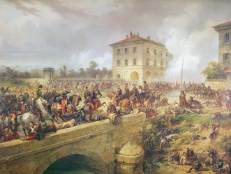 Kamp ved broen af Boffalora under slaget ved Magenta, 4. juni 1859, ca. 1859