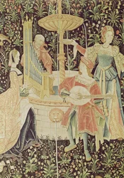Figurer omkring et springvand, detalje fra The Concert at the Fountain, Loire-værkstedet, ca. 1570-80 (se 87759, 19846)