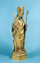 Figur af en biskop (forgyldt kobber)
