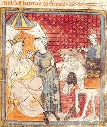 Fol.133r Roland siger farvel til Karl den Store (742-814), Grandes Chroniques de France, 1375-79