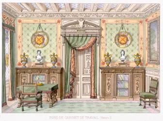 Fond de cabinet de travail i stil med Henri II fra Le Gared-Meuble,