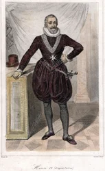 Fodportræt af Henri IV (1553 - 1610) med et sværd.