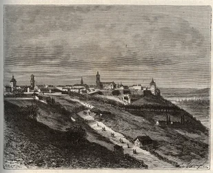 Frankrig, Champagne-Ardenne, Haute-Marne (52), Langres - indgravering i “La France illustrée: geografi, historie, statistisk administration” af V.-A. Malt brun. 1884