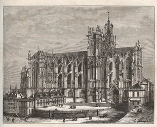 Frankrig, Lorraine, Moselle (57), Metz: Saint Etienne de Metz katedral - indgravering i "La France illustrée: geografi, historie, statistisk administration" af V.-A. Malt brun. 1884