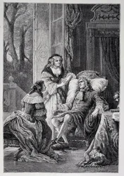 Francois de la Rochefoucauld (1613-1680) taler med Mademoiselle de Sevigne (Marie de Rabutin-Chantal), Marquise de Sevigne dit Madame de Sevigne (1626-1696) og Marie-Madeleine (Marie Madeleine) Pioche de La Vergne, grevinde af La Vergne (Fru af F