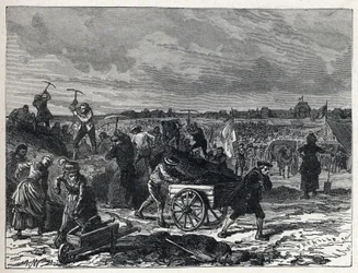 Franske revolution: værker fra Champs de Mars (Champs-de-Mars) i Paris, for at forberede sig til Fete de la Federation i 1790.