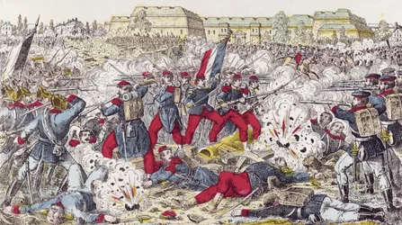 Franske tropper omringet af den preussiske hær i slaget ved Sedan, 31. august 1870