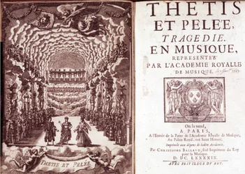 Frontispice af "" Thetis og Pelee tragedie i musik repræsenteret af Royal Music Academy""