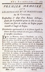 Frontispice af bogen "" First memoir on electricity and magnetism"" af Coulomb