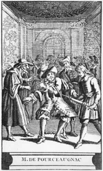 Frontispice-illustration fra Monsieur de Pourceaugnac af Moliere, ca. 1669