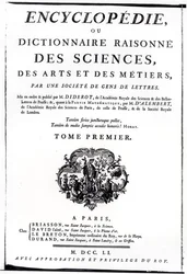 Frontispice til The Encyclopedia of Science, Art and Engineering af Denis Diderot (1713-84) udgivet i Paris, 1751