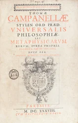 Frontispice to Universal Philosophy af Tommaso Campanella, udgivet i Paris, 1638