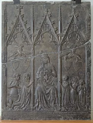 Begravelsesstela af Sacquespee-familien, fra St. Nicaise-kirkegården i Arras, 1376 (tournai-sten)
