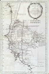 Geografisk kort over Senegal fra et atlas af Philippe Buache (1700-1773) 1756 Paris, Naturhistorisk Museum