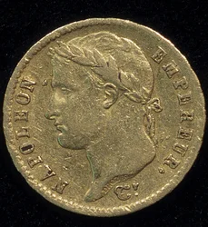 Guldmønt på 20 francs (Napoleon) fra 1813.