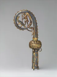 Leder af en Crozier med Saint Michael Slaying the Dragon