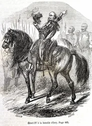 Henri IV (1553 - 1610) ved slaget ved Ivry (14/03/1590) - i "" Histoire de France"" af L.-P. Anquetil