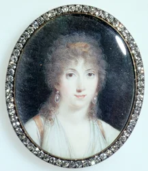 Henriette Lucy Dillon (1770-1853) Marquise de la Tour du Pin Gouvernet, ca. 1802 (wc på elfenben)