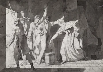 Heltemod af en kvinde, der står over for vendiske røvere, der har fået kontrol over Saint-Mithier, 1793 (se også 217884)