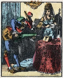 Dr. Pulcinellas (Polichinelle) historie. Træstik af Imaging Pellerin - Epinal, sd. Slutningen af det 19. århundrede.