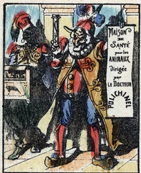 Dr. Pulcinellas (Polichinelle) historie. Træstik af Imaging Pellerin - Epinal, sd. Slutningen af det 19. århundrede.