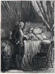 Honore Gabriel (Honore-Gabriel) Riqueti, greve af Mirabeau (1749-1791) på sit dødsleje med sin læge, Georges Cabanis (1757-1808) i 1791.