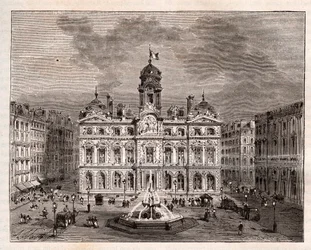 Hotel de Ville de Lyon - - indgravering i "" La France illustree: geografi, historie, statistisk administration"" af V.A. Malt-brun. 1884