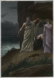 Menneskeofring af druiden efter Alphonse de Neuville - Druider, der ofrer menneskeofre - indgravering fra "" Frankrigs historie fortalt til mine børnebørn"" - af Francois Guizot - 1872-1876