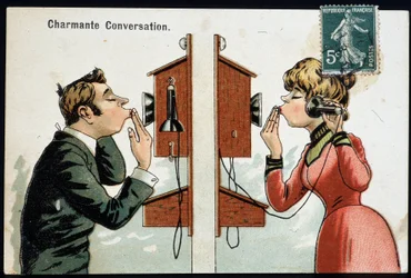 Humoristisk postkort i telefonen, deb. 20. århundrede @Selva/Leemage