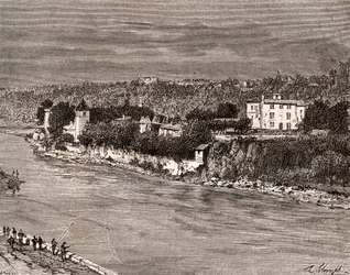 Ile Barbe midt i Saone, i Lyon 9. arrondissement - indgravering i "La France illustree: geografi, historie, statistisk administration"" af V.-A. Malt-brun. 1884