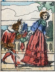 Illustration til "" Riquet a la houppe"", fortælling af Charles Perrault (1628-1703), fransk forfatter. Træstik af Imaging Pellerin - Epinal, sd. Slutningen af det 19. århundrede.