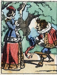 Illustration til "" Riquet a la houppe"", fortælling af Charles Perrault (1628-1703), fransk forfatter. Træstik af Imaging Pellerin - Epinal, sd. Slutningen af det 19. århundrede.