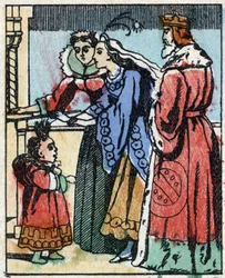 Illustration til "" Riquet a la houppe"", fortælling af Charles Perrault (1628-1703), fransk forfatter. Træstik af Imaging Pellerin - Epinal, sd. Slutningen af det 19. århundrede.