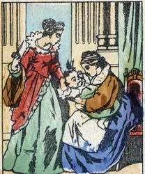 Illustration til "" Riquet a la houppe"", fortælling af Charles Perrault (1628-1703), fransk forfatter. Træstik af Imaging Pellerin - Epinal, sd. Slutningen af det 19. århundrede.