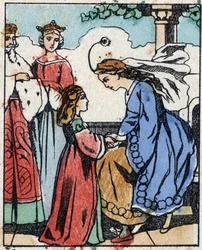 Illustration til "" Riquet a la houppe"", fortælling af Charles Perrault (1628-1703), fransk forfatter. Træstik af Imaging Pellerin - Epinal, sd. Slutningen af det 19. århundrede.