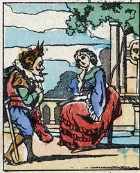 Illustration til "" Riquet a la houppe"", fortælling af Charles Perrault (1628-1703), fransk forfatter. Træstik af Imaging Pellerin - Epinal, sd. Slutningen af det 19. århundrede.