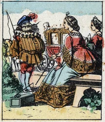 Illustration af Charles Perraults fortælling "Askepot eller den lille glastøffel". Træstik af Imaging Pellerin - Epinal, sd. Slutningen af det 19. århundrede.