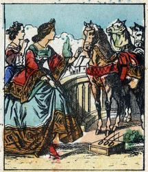 Illustration af Charles Perraults fortælling "Askepot eller den lille glastøffel". Træstik af Imaging Pellerin - Epinal, sd. Slutningen af det 19. århundrede.