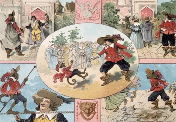Illustration af Cyrano de Bergerac, illustration af Cyrano de Bergeracs roman: "Den anden verden