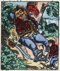 Illustration af "" Le petit poucet ""-fortællingen af Charles Perrault. Træstik af Imaging Pellerin - Epinal, sd. Slutningen af det 19. århundrede.