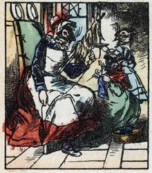 Illustration af fortællingen "" Raminagrobis og musene "" Træstik fra Imaging Pellerin - Epinal, sd. Slutningen af det 19. århundrede.