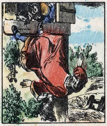 Illustration af fortællingen "" Raminagrobis og musene "" Træstik fra Imaging Pellerin - Epinal, sd. Slutningen af det 19. århundrede.