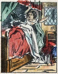Illustration af fortællingen "Den Lille Rødhætte"" af Charles Perrault. Træstik fra Imaging Pellerin - Epinal, sd. Slutningen af det 19. århundrede.